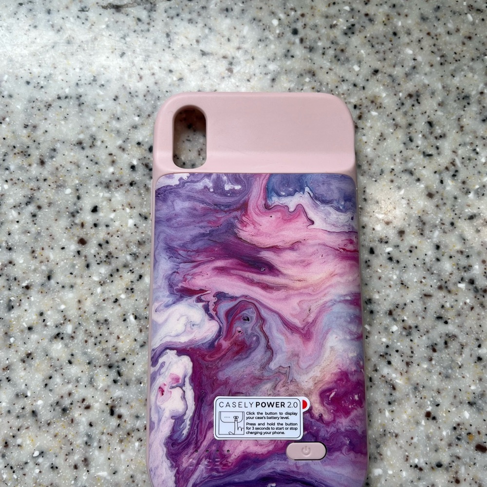 Casely Power 2.0 Battery Powered Charging Case Pink and Purple Marble IPhone XR
